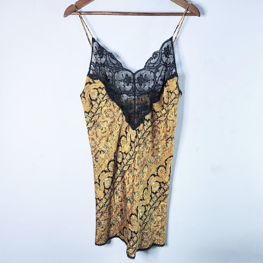 Vintage Val Mode Lingerie Gold Lace Mini Gown and Robe Set Size Large Sleepwear